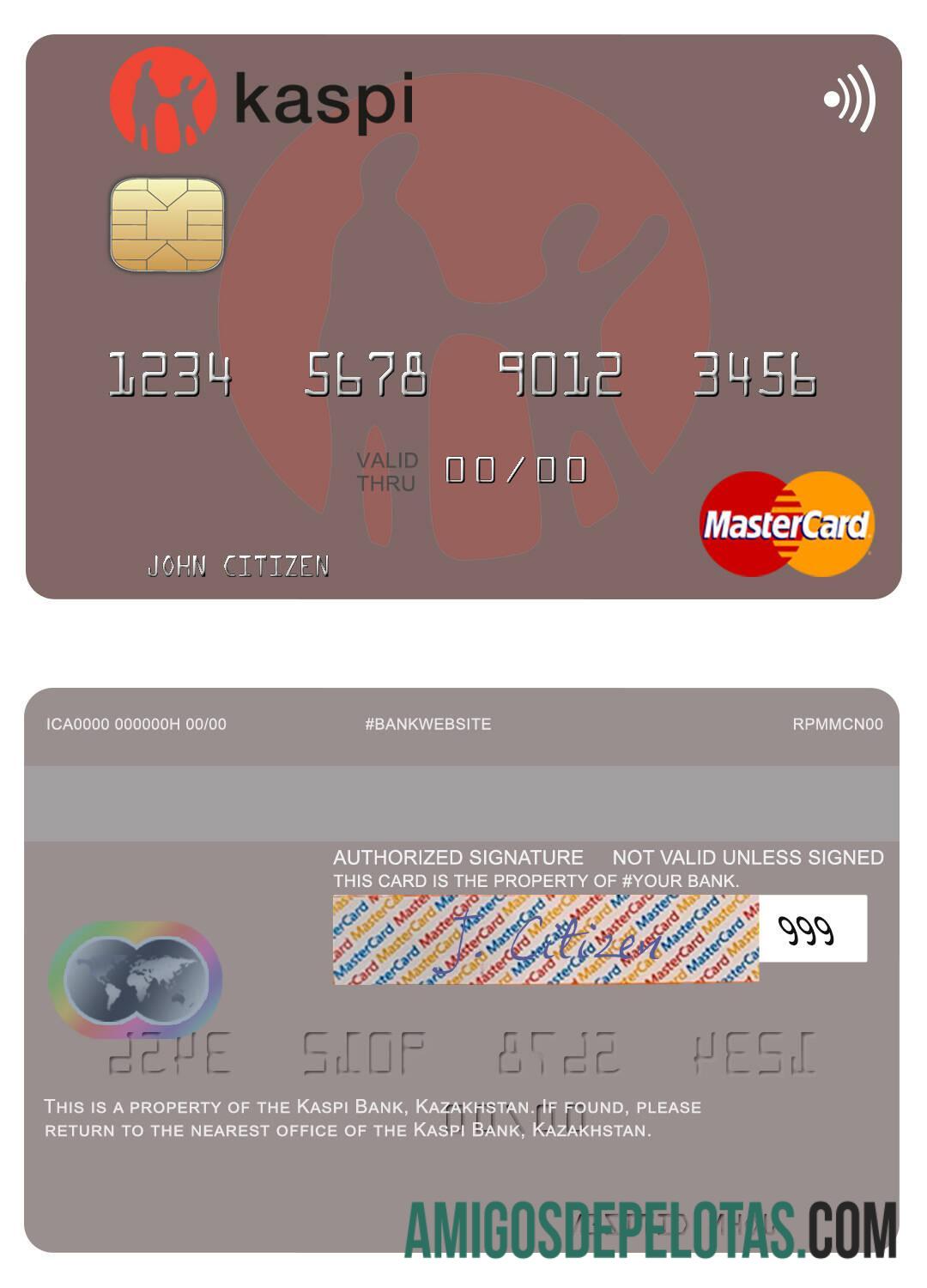 Kazakhstan Kaspi Bank Mastercard example